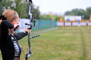 a family enjoying archery