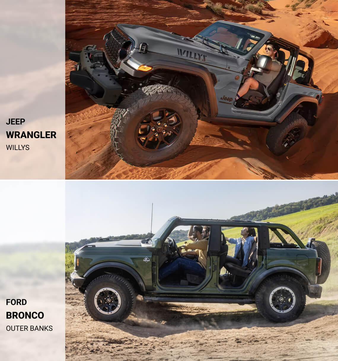 All-Terrain Capabilities in Action: Jeep Wrangler vs. Ford Bronco Trims